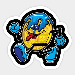 Blueberry Syrup and BlueberriesWaffle Mascot strutting Sticker